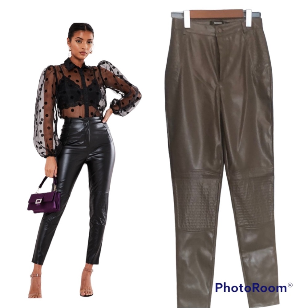 MISSGUIDED faux leather biker pants